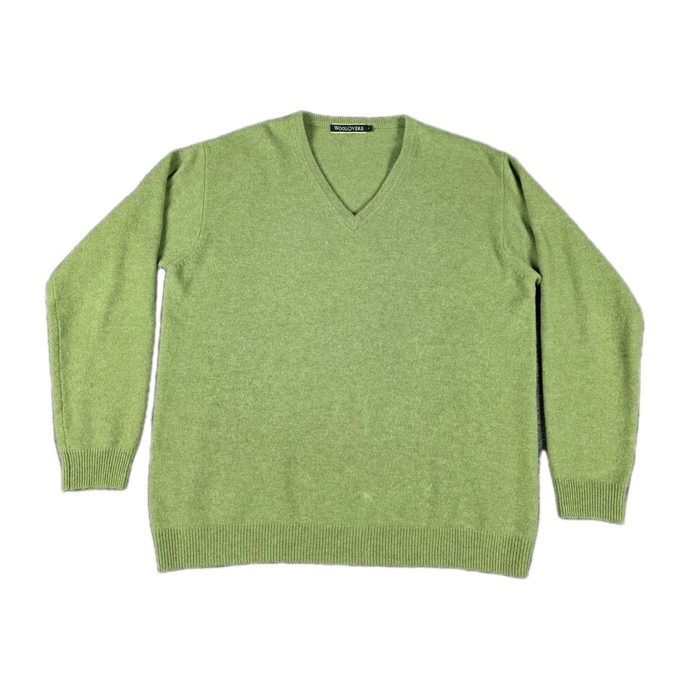 Woolovers Mens Sweater  Pullover Size Medium V-Neck Green 100% Pure New Wool